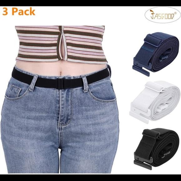 No Show Women Stretch Belt Invisible Elastic Web Strap Belt with Flat Buckle for main image 5